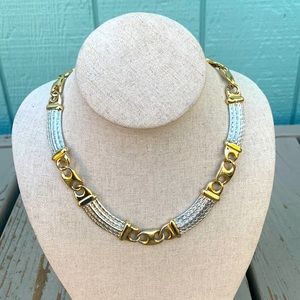 Nautical rope silver gold necklace 70’s chunky